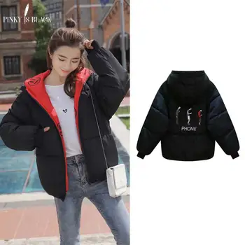 

PinkyIsblack New parka women 2018 Winter Jacket Women Coats Hooded Ladies Coats Female Thick Cotton Padded Jacket Two Sides Wear