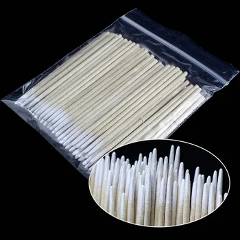 

100PCS Short Wood Handle Small Pointed Tip Head Cotton Swab Eyebrow Tattoo Beauty Makeup Color Nail Seam Dedicated Dirty Picking