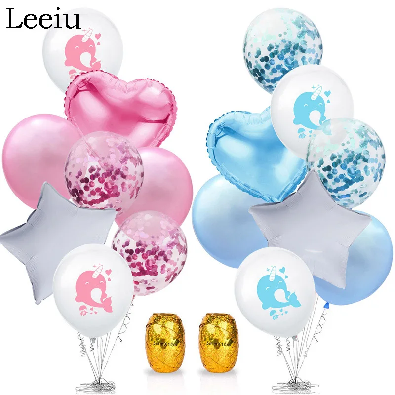 

Cute Happy Birthday Shark Latex Balloons Baby Shower Pink Blue Confetti Ballons 18 Inch Star Heart Helium Ball Party Decoration