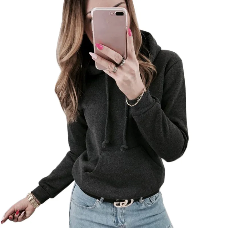 New 2019 Womens Long Sleeve Hoodie Autumn Women Sweatshirt Jumper Hooded Pullovers Casual Loose Leisure Tops Pullovers Plus Size