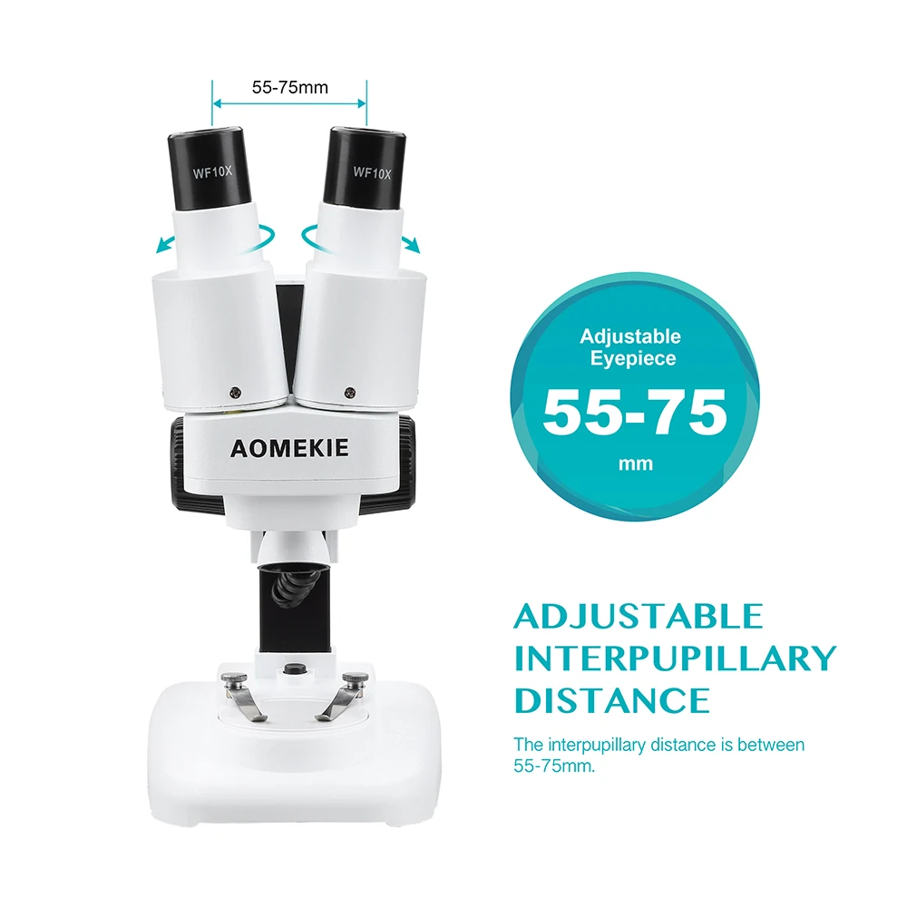 AOMEKIE 20X Stereo Microscope Binocular with LED