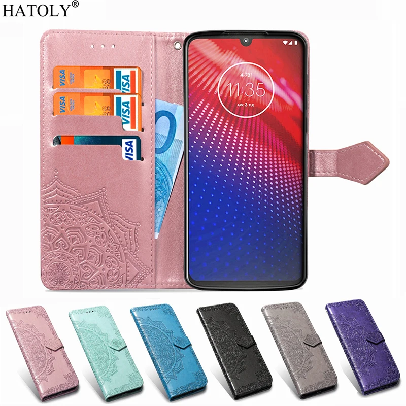 Чехол-бумажник для Motorola Moto Z4 чехол-книжка с тиснением кожаный силиконовый чехол
