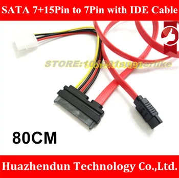 

20PCS/Lot New Product 80cm SATA 22Pin 7+15Pin Female to SATA Female Extension Cable with Molex IDE 4Pin Power Cable