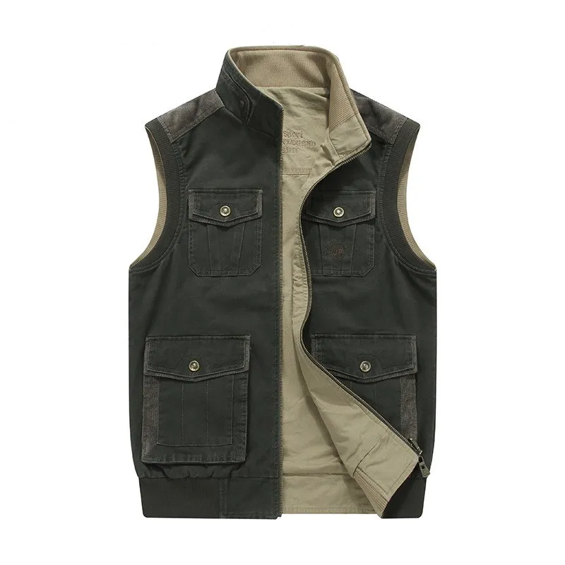 

2019 Loose Men Vest with Many Pockets Denim Design Colete Masculino Tactical 100% Cotton Military Brand Plus Size M-8XL