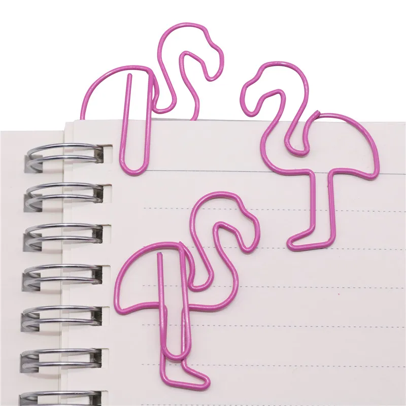 

200 pcs Paper clips Beautiful Flamingo Bookmark Planner Paper Clip Metal Material Bookmarks for Book Stationery School Office