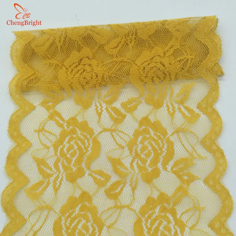 CHENGBRIGHT 2 ярдовая кружевная лента высокого качества кружевная ткань Африканская кружевная ткань узор розы кружевная лента 15 см Ширина Diy - Цвет: Yellow