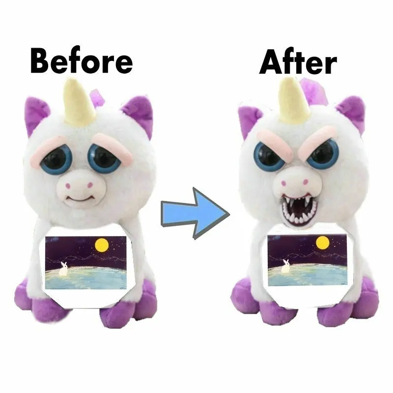 Wütend Haustiere ändern gesicht einhorn plüsch unicornio Puppe Weiß Bär streich spielzeug kuscheltiere puppe spielzeug für kinder Chrismas Trick Billig