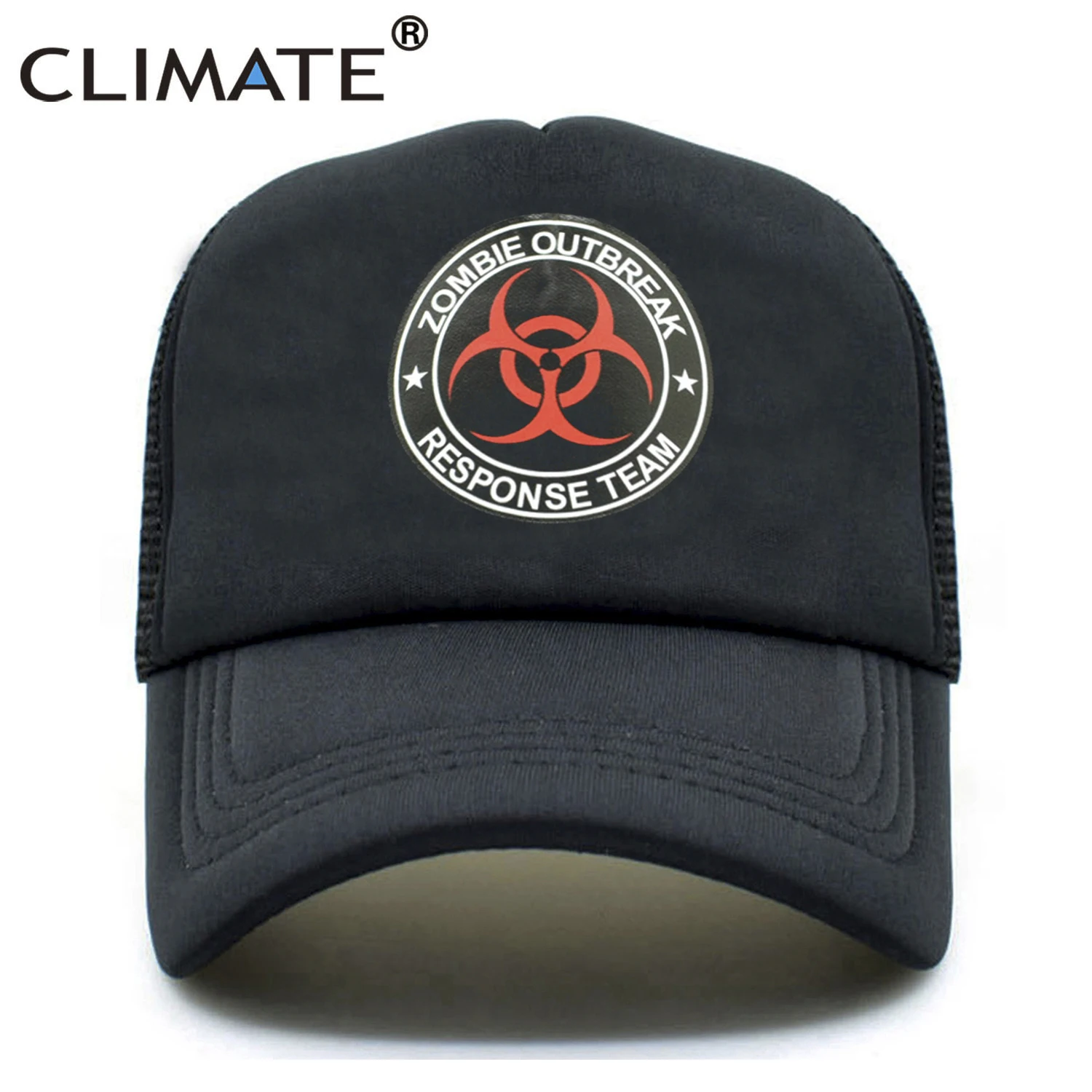 

CLIMATE Zombie Outbreak Response Team Cap Men Summer Trucker Caps Zombie Resident Mesh Cap Umbrella Youth Baseball Cap Hat