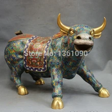 Xd 00755 2" Китайский Бронзовый Перегородчатой Животных Год Зодиака Дракон Сильный Бык Бык Статуя