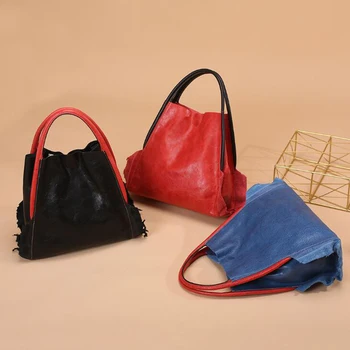 

Soft Genuine Leather Women Handbags Woman Bag Euro Style Vintage Shoulder Bags New Speical Design Leather Hobos Elegant Tote Bag