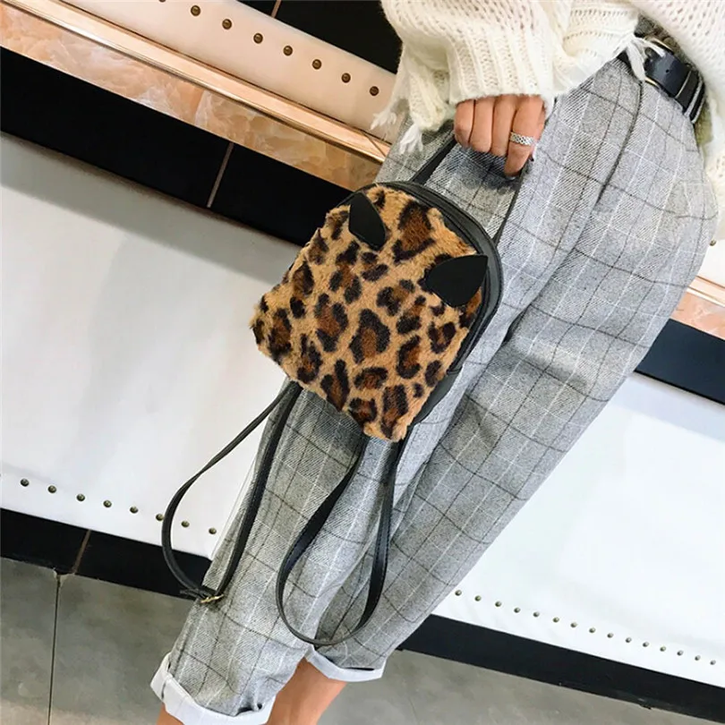 

Cute School Girls Satchel Rucksack Backpack Women Leopard ear Bag Korean style Students Backpack Small School Bag A30