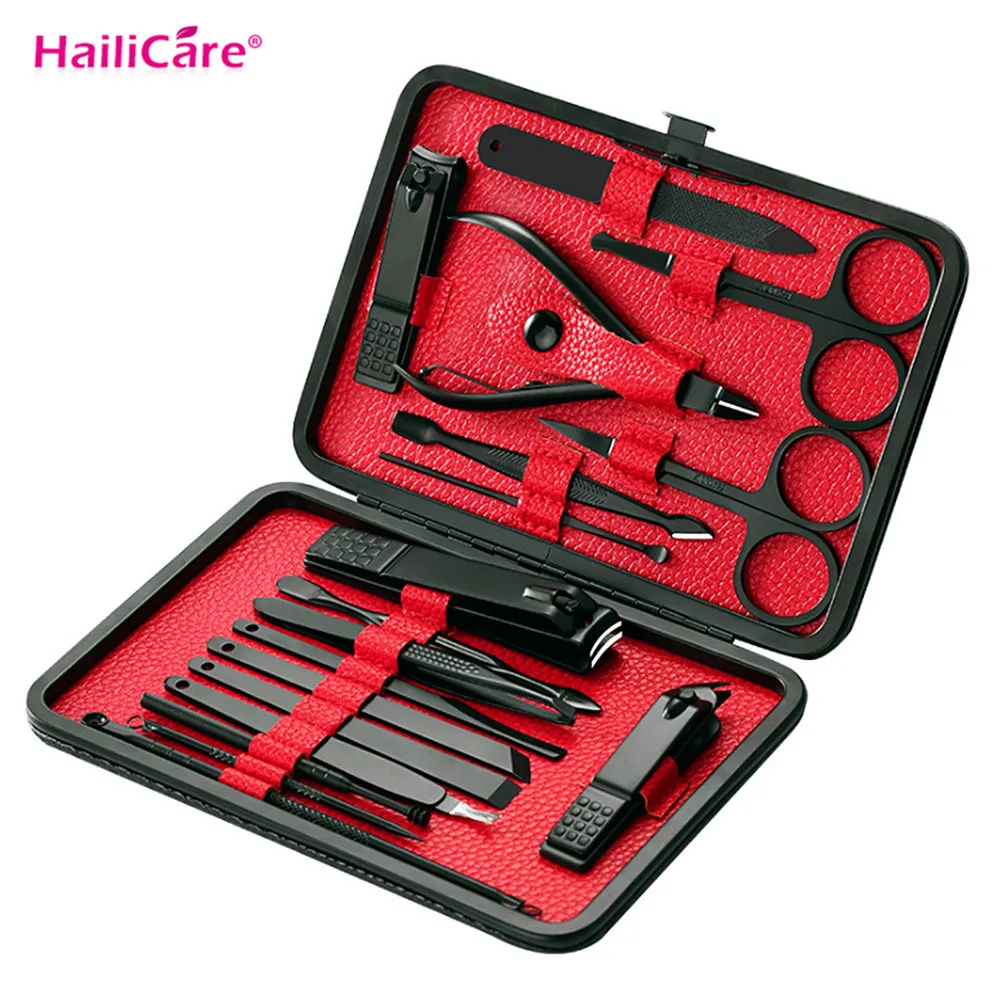 

18pcs In 1 Manicure Set Professional Nail Pedicure Tools Set Travel Nail Kit Clipper Cutter Eyebrow Epilator Nail Art Tool Sets