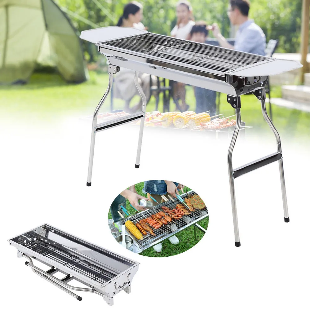 

Outdoor Portable Stainless Steel Barbecue Grill Camping Party Charcoal BBQ