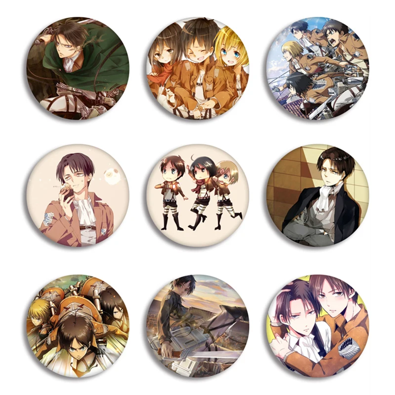 

Hot Anime Attack On Titan Cosplay Badge Cartoon Eren Brooch Pins Jewelry Collection Graduation Gift Backpacks Button Clothes