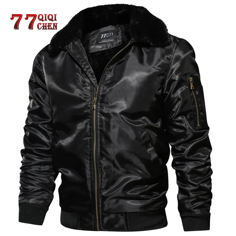 

Mens Bomber Jacket Thick Thermal Down Cotton Parkas Male Casual Hoodies Faux Fur Collar Windbreak Coats hombre European size 3XL