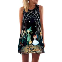 Новые женские 3D Цветочный принт Повседневное рукавов Свободные Мини-платья женщина Костюмы партия Линия платье летние платья