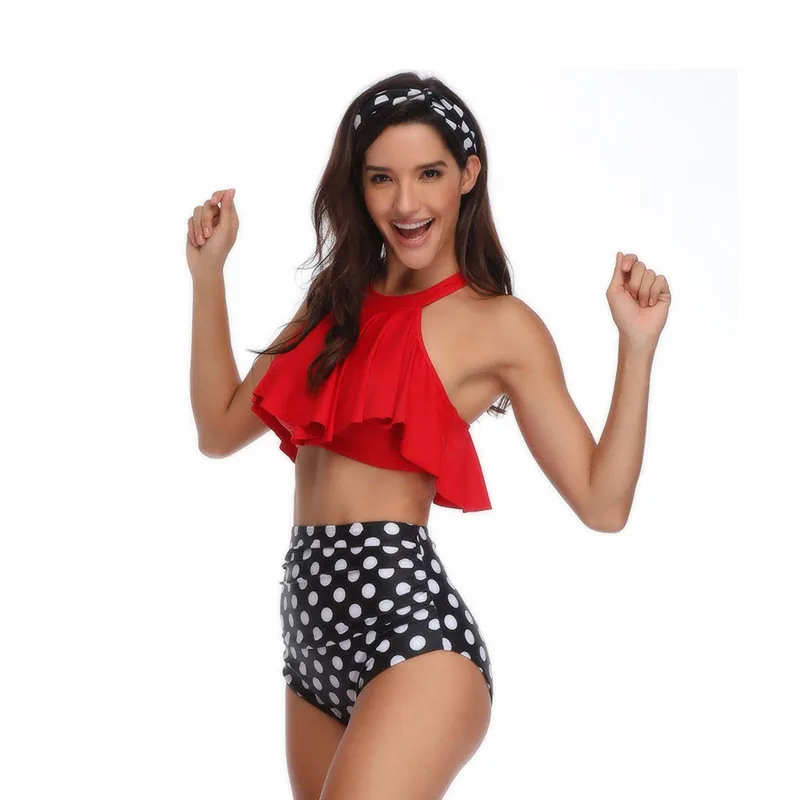 

Ladies Bikini 2019 latest sling high waist swimsuit ruffled bikini swimsuit women push high swimsuit swimsuit suit