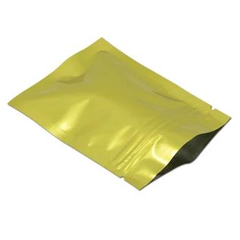 

100Pcs/lot Golden Reclosable Aluminum Foil Ziplock Packing Bag Mylar Foil Heat Sealable Food Snack Nuts Zip Lock Package Bag
