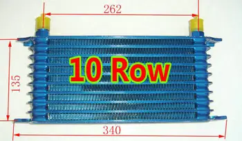 

NEW FOR Universal 10 Row Racing Engine Transmission 10AN Aluminum Oil Cooler Blue 262mm Oilcooler