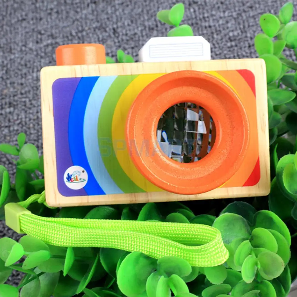 Kids Wooden Camera Toy Mini Cute Kaleidoscope Camera Kids Room Decor Christmas Birthday Gifts