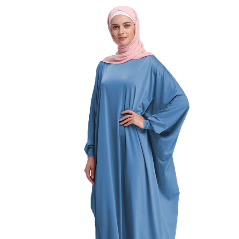Арабские гладкие Абайи женские летучая мышь нерегулярные свободные мусульманские платья-кафтаны Твердые Катара Оман Турецкая одежда без