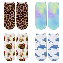 Новинка, короткие носки с 3D принтом русалки, забавные Летние Пляжные Носки в виде рыбьей чешуи, женские элегантные эластичные носки до лодыжки, Mujer