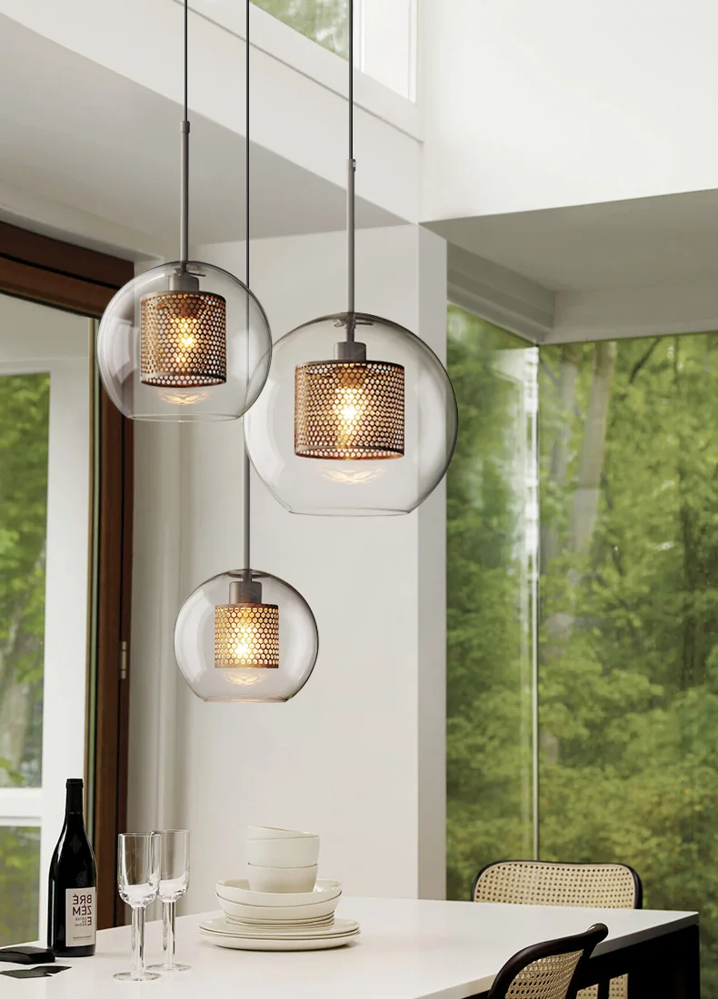  Nordic Loft Designer Industrial Pendant Light Retro Creative Concise Glass Kitchen Hanging Light Le - 32960593236