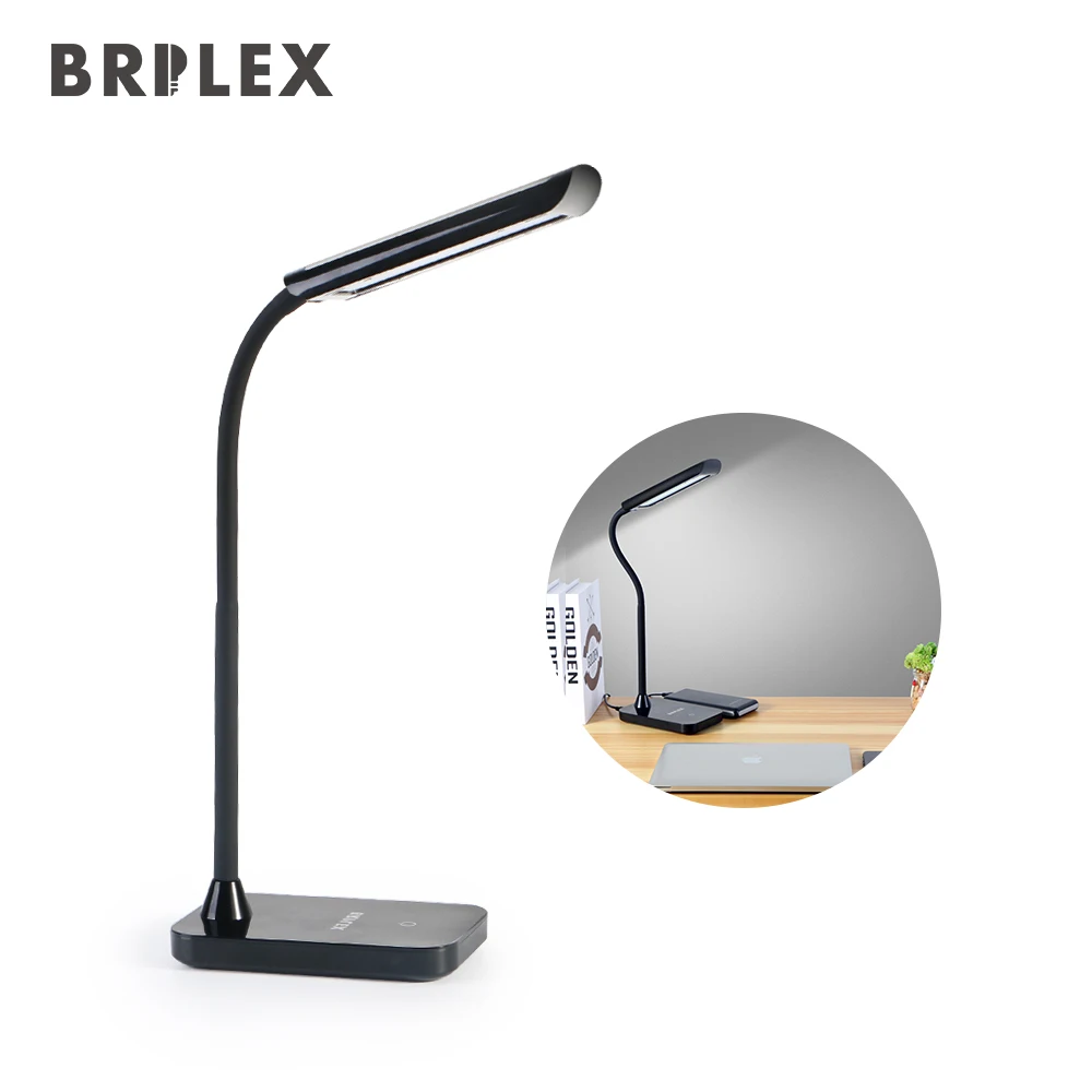 BRILEX Desk Lamp Portable LED Desk Lmap 3 Lighting Modes Table Lamp Adjustable Arm Black for Working Reading Studying Office.
