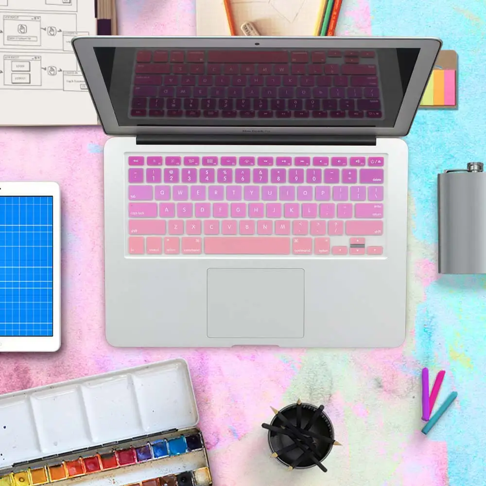 Американская версия градиентных цветов клавиатура чехол для macbook pro 13 ''15'' retina air 13 английский Радужный чехол клавиатура защита кожи - Цвет: 2