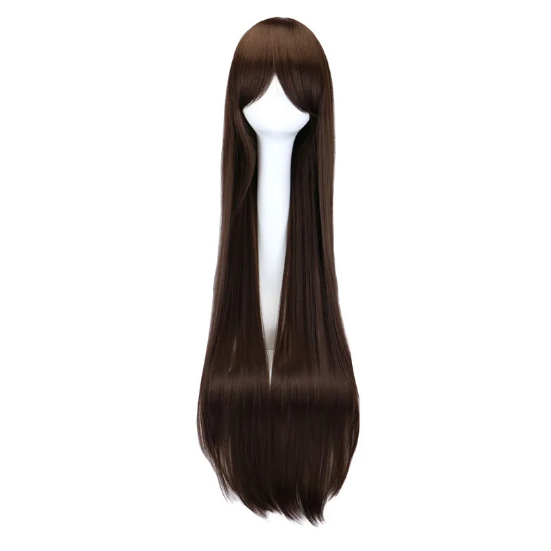 Synthetic Hair Wigs Long Straight Cosplay 100 Cm Black Purple Red Pink Blue Dark Brown