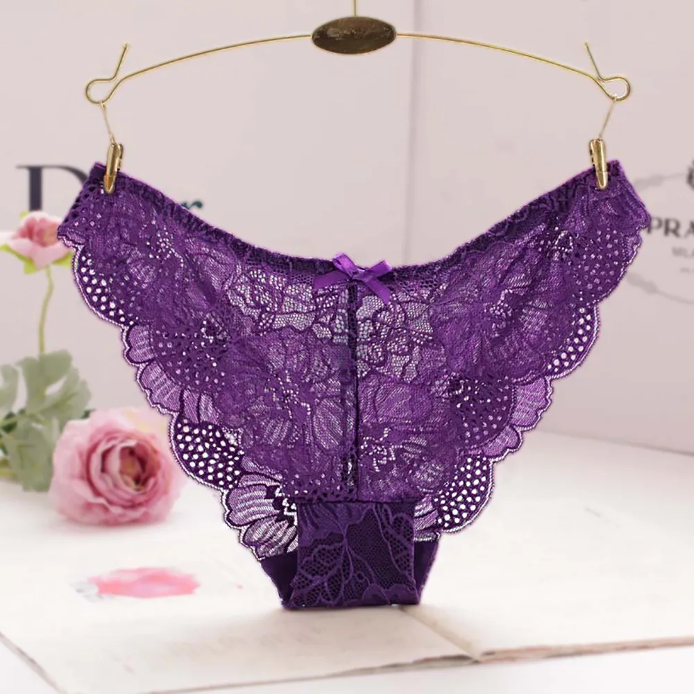 Hot Sale Sexy Women Lace Flowers Low Waist Underwear Panties G-string Lingerie Thongs bragas traceless crotch briefs WS&&40