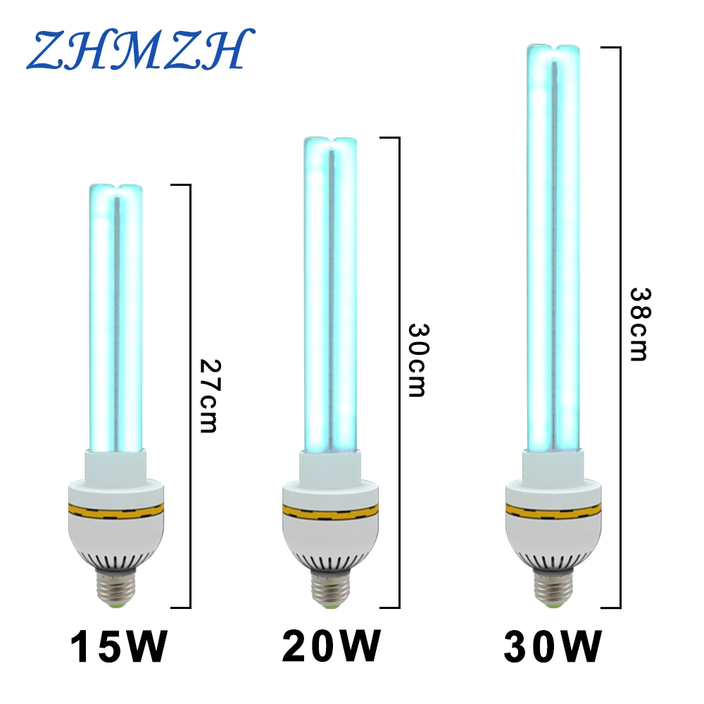 220V UVC Ultraviolet Germicidal Lamps E27 Sterilization quartz Lamp UV Disinfection Lights 15W 20W 30W High Ozone Sterilizer