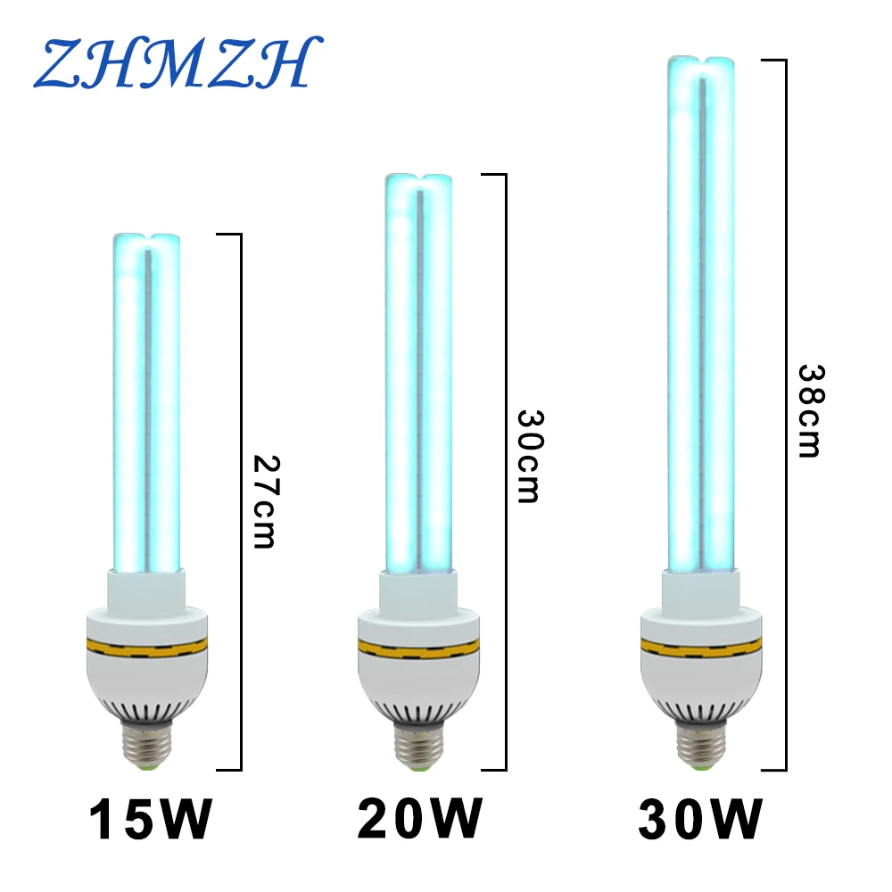 220V UVC ультрафиолетовая гермицидная лампа E27 бытовой стерилизации лампы уфл дезинфицирование светильники 15 Вт 20 Вт 30 Вт высокой мощности озоновый стерилизатор