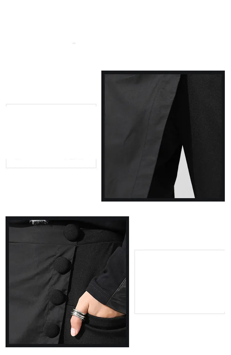 XITAO, черные длинные штаны-шаровары, женские повседневные штаны с эластичной резинкой на талии и пуговицами, Modis, женские брюки в стиле пэчворк, осень, LJT3926