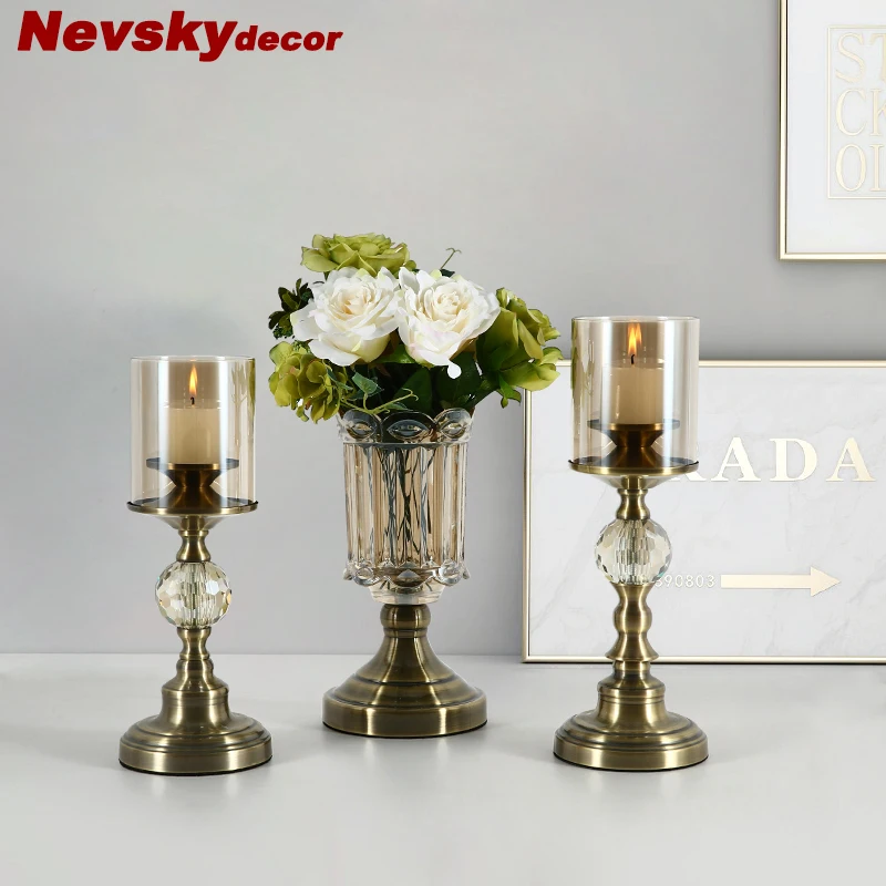 

European Style Candle Holders Vase stand Romantic Candlelight Dinner Candlestick Light Home For Wedding Decoration Centerpiece