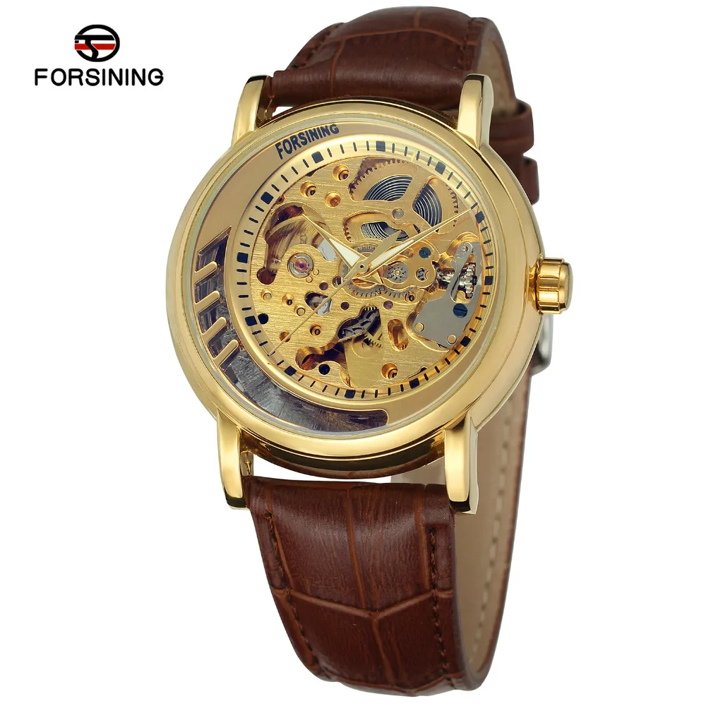 

FORSINING Brand Men Leather Band Automatic Self-Wind Mechanical Watch Skeleton Male Wristwatch Relogio Releges Montre Homme