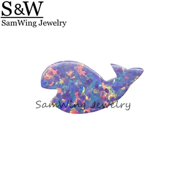 

50PCS/ lot Wholesale Animal Jewelry accessories colorful 9x17mm Fire Opal Cute Whale natural opal pendant for lovely girl gift