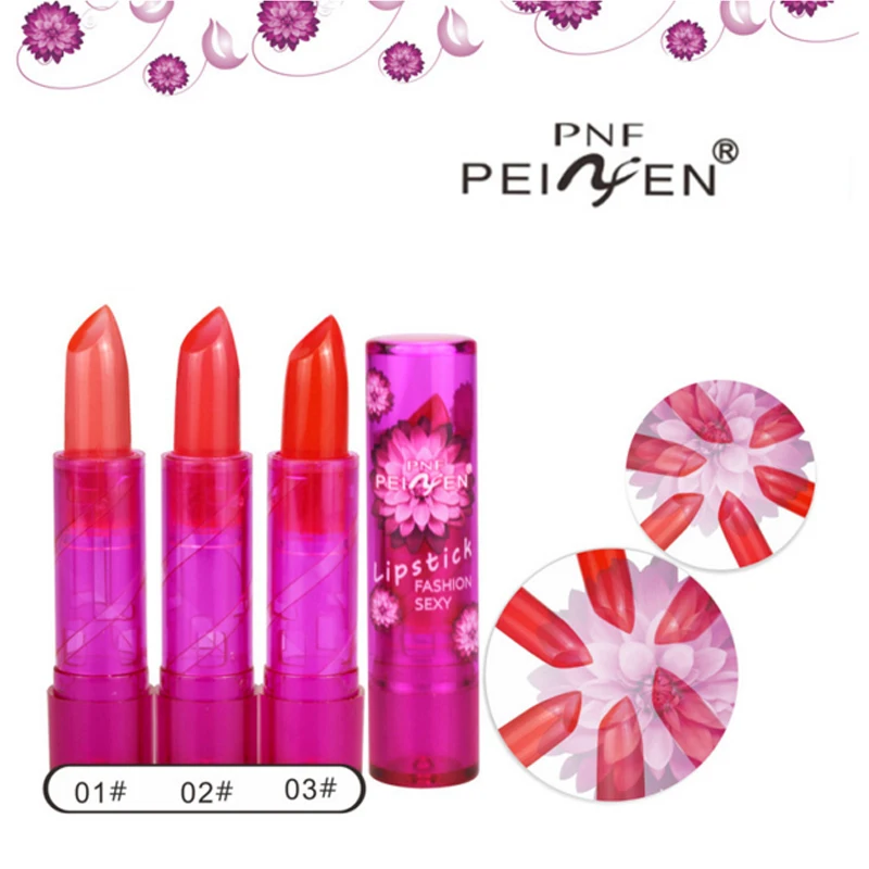 Lip Care Temperature Change Color Balm 3 Waterproof Long-lasting Transparent Jelly Flower Pink Moisturizer Lipstick |