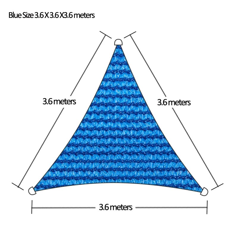 Толстый стабильный трёхсторонний солнцезащитный навес Бежевый Желтый 3X3X3 m или синий 3,6X3,6X3,6 m Кемпинг садовый тент-Парус тенты - Цвет: Blue 3.6X3.6X3.6m