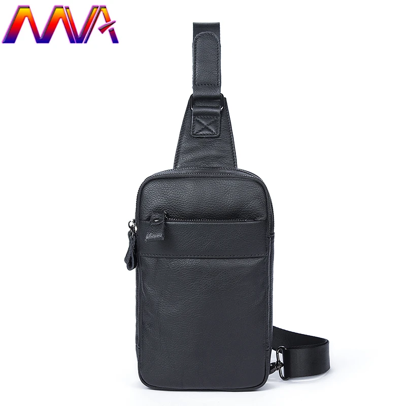 

MVA Newly cow leather men chest bag with 100% genuine leather casual men waist packs for fashion mens leather chest bags