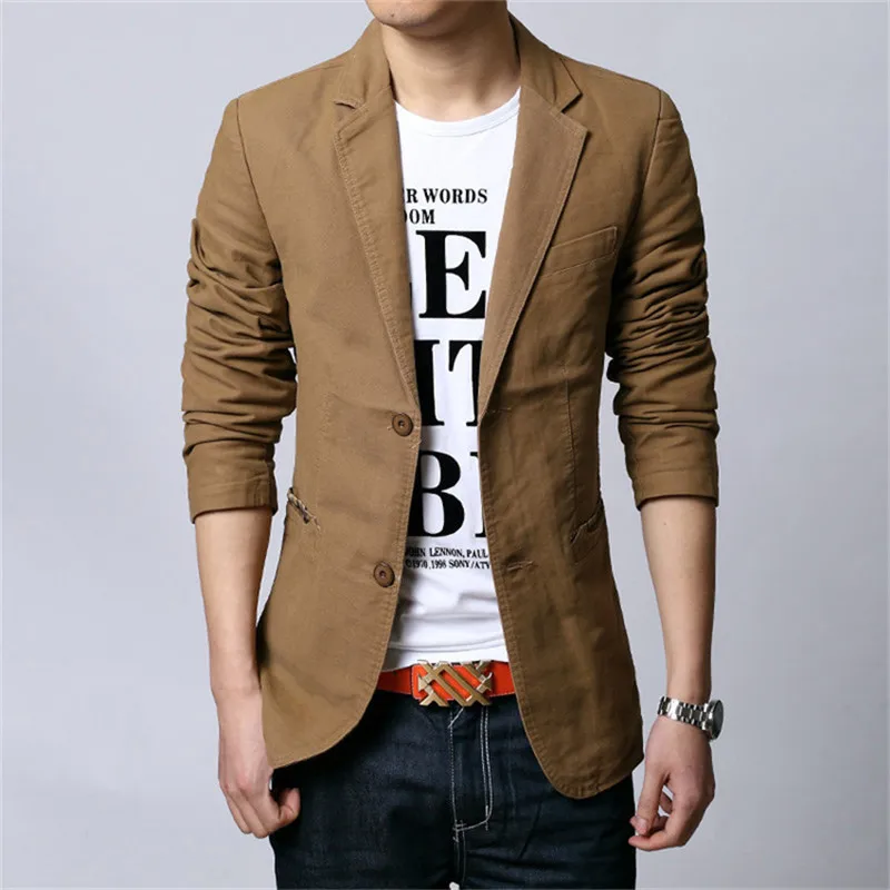 Stitching Men's Long-sleeved Suits Jackets Casual Blazer Coats купить недорого -