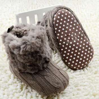 

Infant Boys Girls Winter Warm Snow Boots First Walkers Baby Ankle Crochet Knit Fleece Baby Shoes