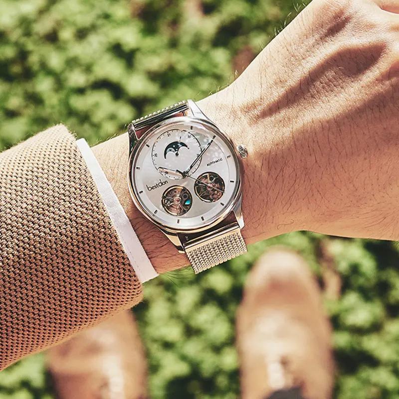 Cena Bestdon męski zegarek automatyczny mechaniczny tourbillon szkielet modne zegarki człowiek szwajcaria luksusowa marka Relogio Masculino 7140