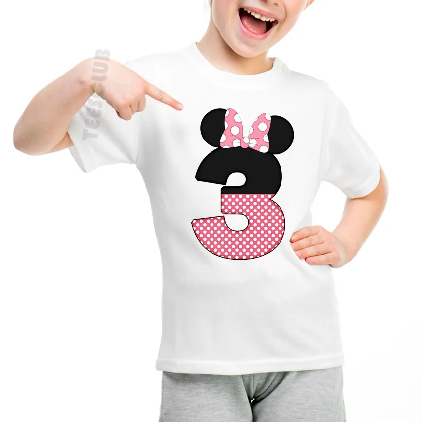Новая детская Милая футболка с принтом «Счастливый День рождения» для детей от 1 до 9 лет летние топы с героями мультфильмов, футболка с круглым вырезом для мальчиков и девочек, одежда