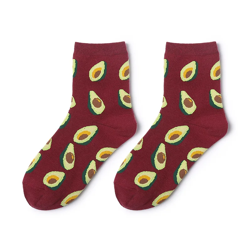 Jeseca, осенне-зимние женские модные теплые носки с фруктовым принтом, милые рождественские носки, подарки, хлопковые мягкие Школьные носки для студентов - Цвет: red
