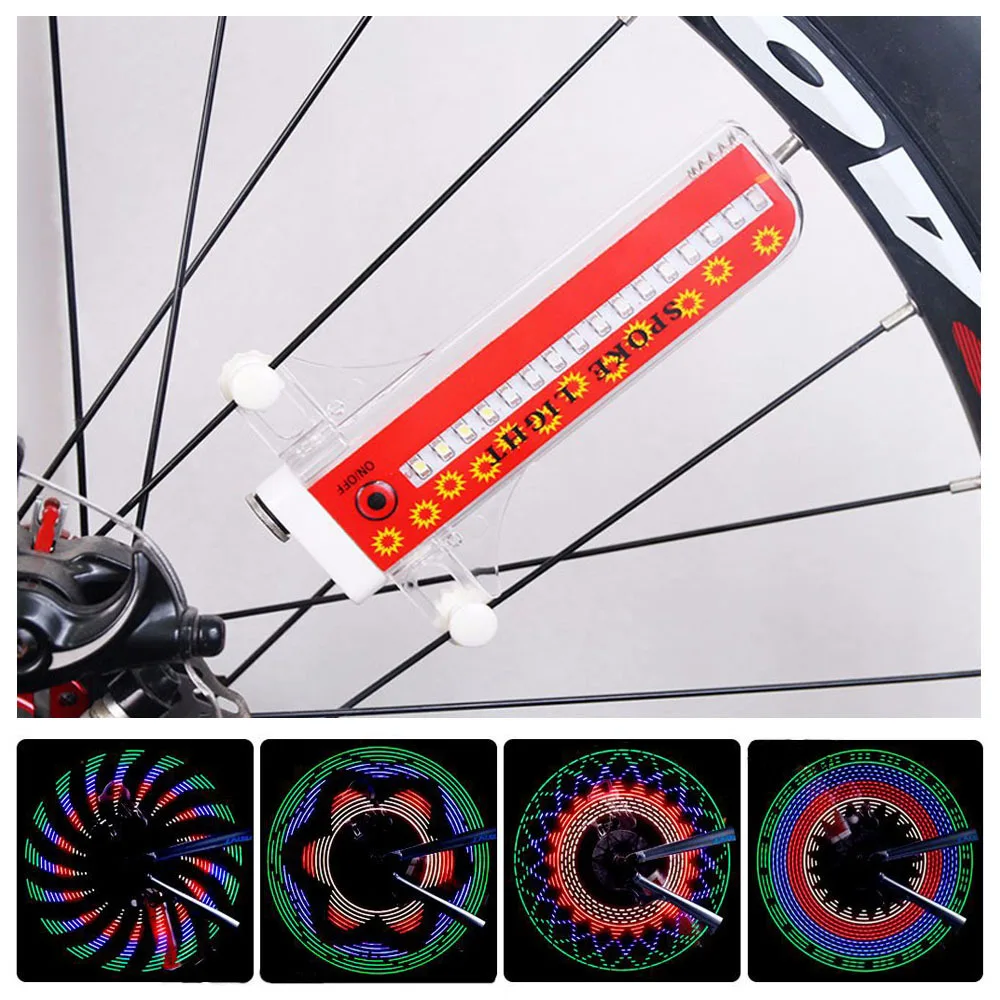Cool 2 Side 32 LED 32 Pattern Waterproof Wheel Signal Lights Colorful Rainbow Bikes Bicycles Fixed Spoke Warn Safety Light (9)