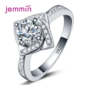 

New Spiral Style Fashion Jewelry Finger Rings For Woman/Lady 925 Sterling Silver Jewelry AAA Cubic Square Rings Free Shipping