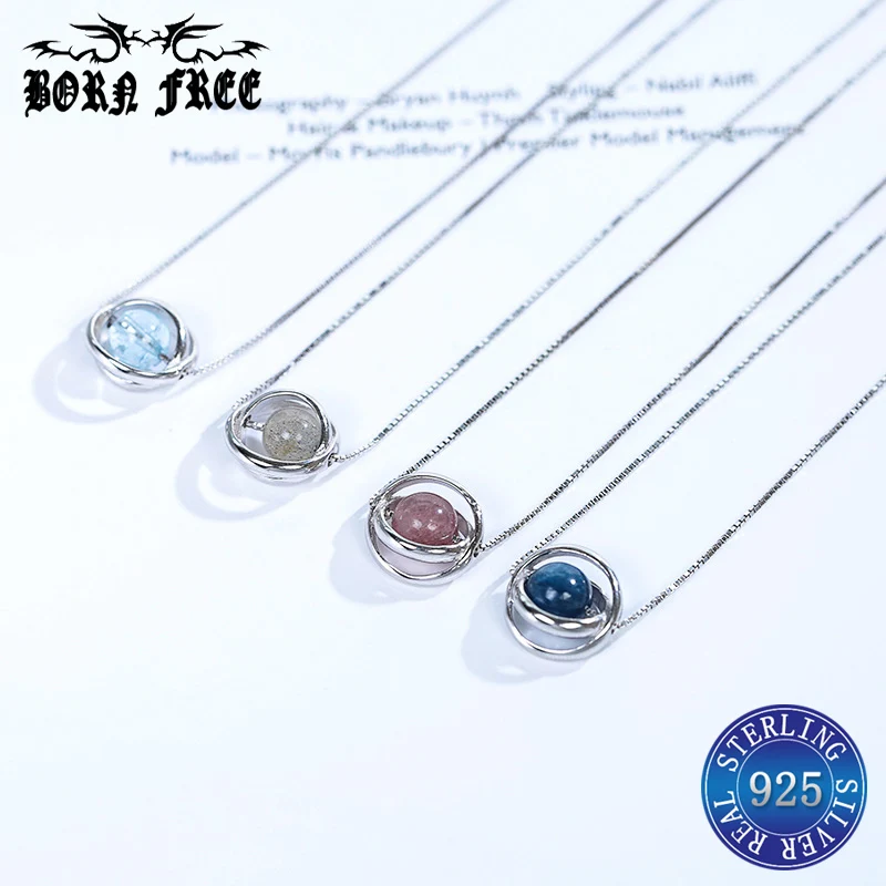 

collier argent 925 pendule chain natural stone crystal pendant necklace colgante mujer pendulos neckless jewelry choker lot mix