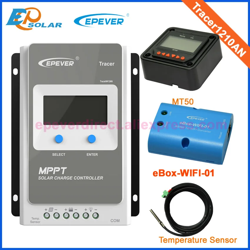 

EPsolar tracer1210AN with temperature sensor and wifi BOX 10A solar controller charger 24V battery MT50 meter