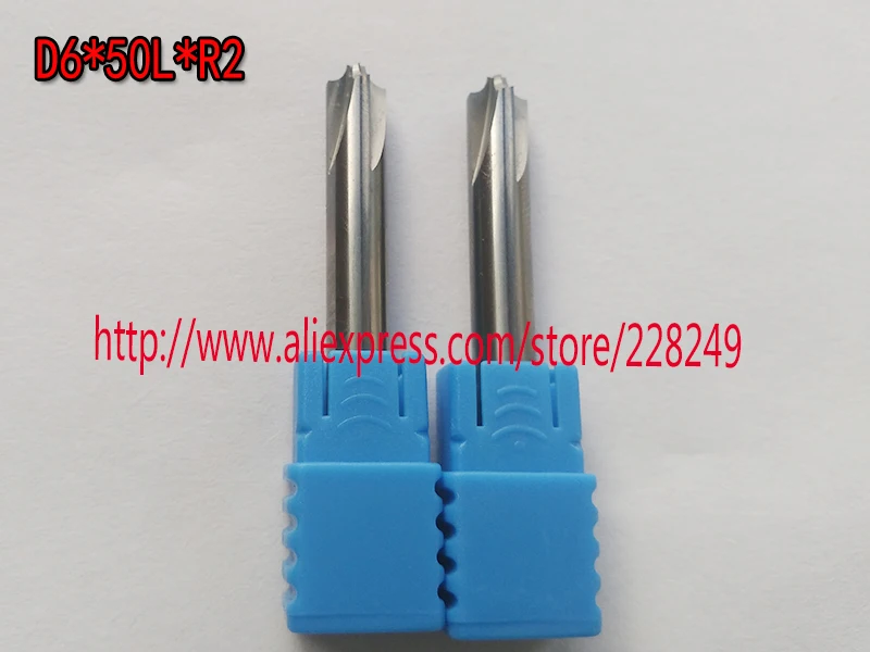 

1pc D6*50L*R2 HRC50 Solid carbide chamfering milling cutter Chamfer route bits for Aluminum knife tools
